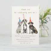 Carte De Remerciements Fête d'anniversaire de chien mignon avec aquarelle (Debout devant)