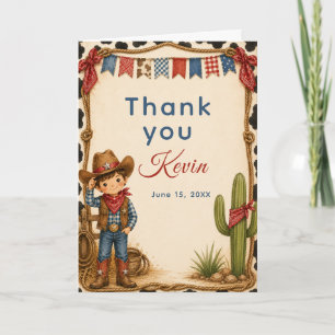 Carte De Remerciements Fête d'anniversaire de cow-boy Hoedown