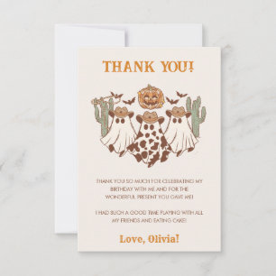 Carte De Remerciements Fête d'anniversaire de Cowboy Halloween de l'Ouest