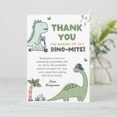 Carte de remerciements fête d'anniversaire de Dino (Debout devant)
