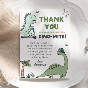 Carte de remerciements fête d'anniversaire de Dino