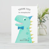 Carte De Remerciements Fête d'anniversaire de dinosaure d'enfants (Debout devant)