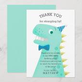 Carte De Remerciements Fête d'anniversaire de dinosaure pour garçon (Devant / Derrière)