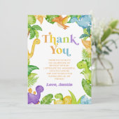 Carte De Remerciements Fête d'anniversaire de dinosaure rétro moderne (Debout devant)