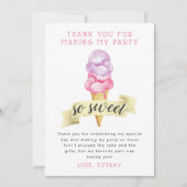 Carte De Remerciements Fête d'anniversaire de fille avec glace rose (Devant)