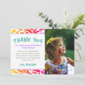 Carte De Remerciements Fête d'anniversaire de fille avec peinture d'art c (Debout devant)