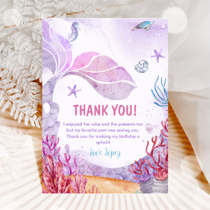 Carte De Remerciements Fête d'anniversaire de fille sirène 