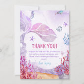 Carte De Remerciements Fête d'anniversaire de fille sirène (Devant)