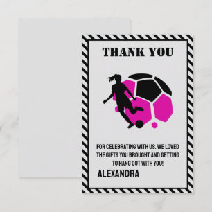 Carte De Remerciements Fête d'anniversaire de football, joueuse de footba