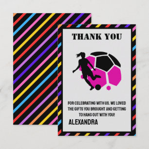 Carte De Remerciements Fête d'anniversaire de football, joueuse de footba