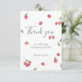 Carte De Remerciements Fête d'anniversaire de framboise douce première an (Debout devant)