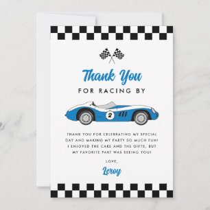 Carte De Remerciements Fête d'anniversaire de garçon avec deux voitures d