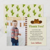 Carte De Remerciements Fête d'anniversaire de garçons de rodéo de cow-boy (Devant / Derrière)