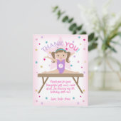 Carte De Remerciements Fête d'anniversaire de gymnastique Cheveux bruns M (Debout devant)