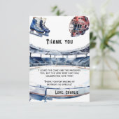 Carte De Remerciements Fête d'anniversaire de hockey sur glace (Debout devant)