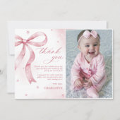 Carte De Remerciements Fête d'anniversaire de la fille de Bow rose (Devant)