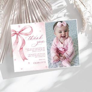 Carte De Remerciements Fête d'anniversaire de la fille de Bow rose