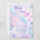 Carte De Remerciements Fête d'anniversaire de la fille Mermaid (Devant)