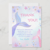 Carte De Remerciements Fête d'anniversaire de la fille Mermaid (Devant)