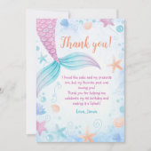 Carte De Remerciements Fête d'anniversaire de la fille Mermaid (Devant)
