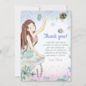 Carte De Remerciements Fête d'anniversaire de la fille Mermaid (Devant)