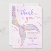 Carte De Remerciements Fête d'anniversaire de la fille Mermaid (Devant)
