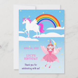 Carte De Remerciements Fête d'anniversaire de la magie de licorne et de f