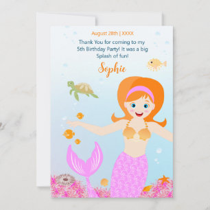 Carte De Remerciements Fête d'anniversaire de la Sirène et de ses amis