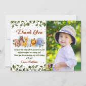 Carte De Remerciements Fête d'anniversaire de la verdure du zoo des amis (Devant)