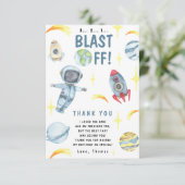 Carte De Remerciements Fête d'anniversaire de l'astronaute (Debout devant)