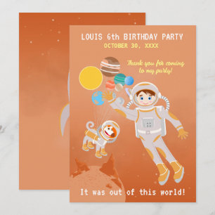 Carte De Remerciements Fête d'anniversaire de l'astronaute de Mars