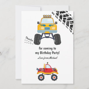 Carte De Remerciements Fête d'anniversaire de Monster Truck