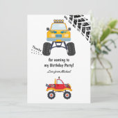 Carte De Remerciements Fête d'anniversaire de Monster Truck (Debout devant)