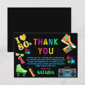 Carte De Remerciements Fête d'anniversaire de Neon 80 (Devant / Derrière)
