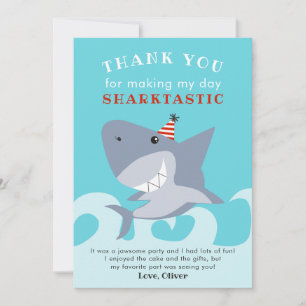 Carte De Remerciements Fête d'anniversaire de poisson requin Sharktastic
