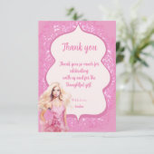 Carte De Remerciements Fête d'anniversaire de poupée rose (Debout devant)