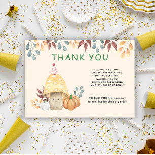 Carte De Remerciements Fête d'anniversaire de premier âge champignon aman
