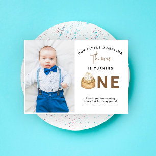 Carte De Remerciements Fête d'anniversaire de premier an avec ravioli chi