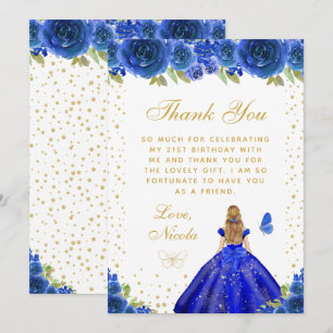 Carte De Remerciements Fête d'anniversaire de princesse aux cheveux blond