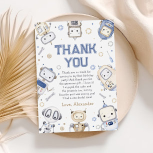 Carte De Remerciements Fête d'anniversaire de robot mignon aquarelle pour
