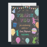 Carte De Remerciements Fête d'anniversaire de saut de trampoline pour enf<br><div class="desc">Personnalisez facilement et rapidement cette carte de remerciement pour la fête d'anniversaire de saut de trampoline pour enfants sur tableau noir avec vos détails. Tous les textes sont modifiables !. Pour une personnalisation plus avancée de ce design, sélectionnez simplement le bouton 'Personnaliser / Personnaliser ce modèle' ci-dessus ! Éléments assortis...</div>