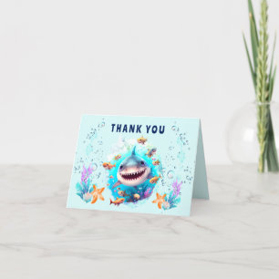 Carte De Remerciements Fête d'anniversaire de Shark Boy pour son premier