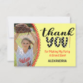 Carte De Remerciements Fête d'anniversaire de softball pour filles  (Devant)