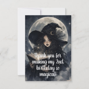 Carte De Remerciements fête d'anniversaire de sorcière pour les 2 ans    
