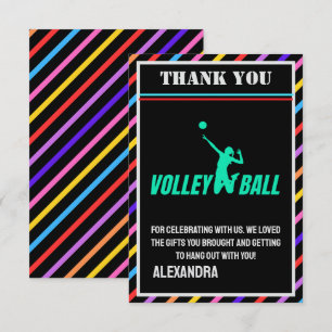 Carte De Remerciements Fête d'anniversaire de volley-ball, joueuse de vol