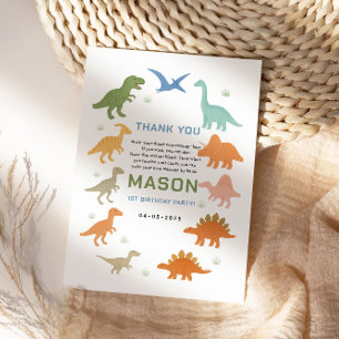 Carte De Remerciements Fête d'anniversaire des 1 an de Dinosaure Enfant