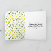 Carte De Remerciements Fête d'anniversaire des citrons et du feuillage (Intérieur)