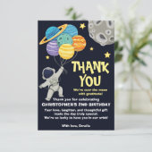 Carte De Remerciements Fête d'anniversaire des deux planètes de la lune (Debout devant)