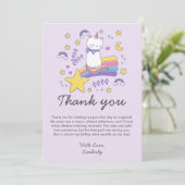 Carte De Remerciements Fête d'anniversaire des enfants avec licorne chat  (Debout devant)