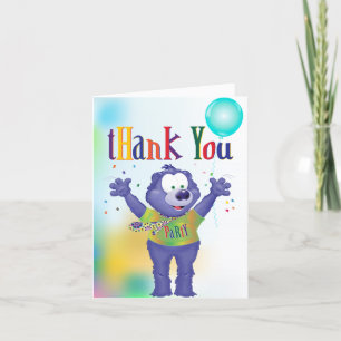 Carte De Remerciements Fête d'anniversaire des enfants avec un ours monst